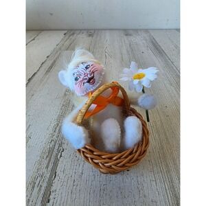 Annalee cat basket spring Easter daisy flower decor mini